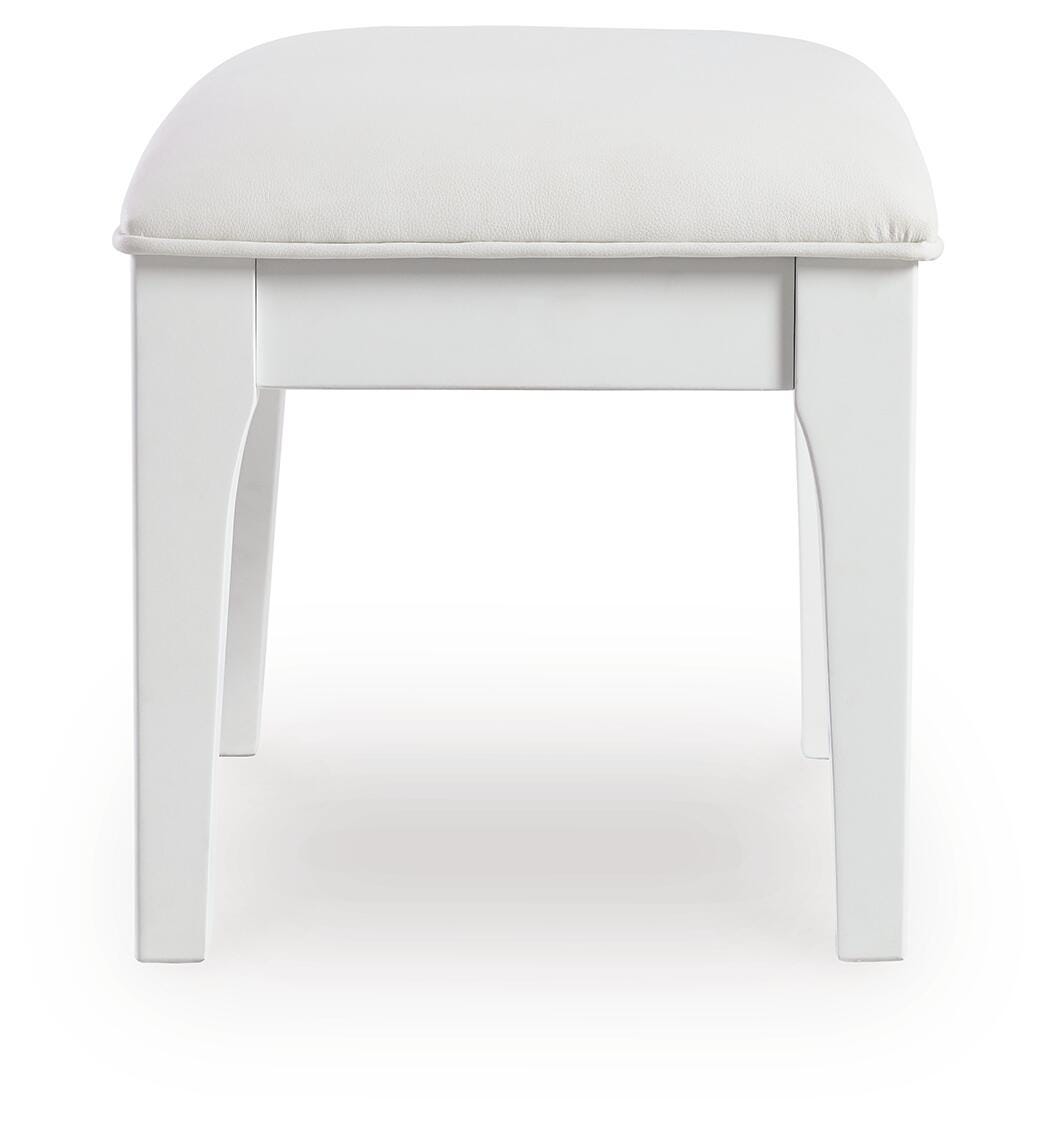 Chalanna Vanity Stool in White, side view