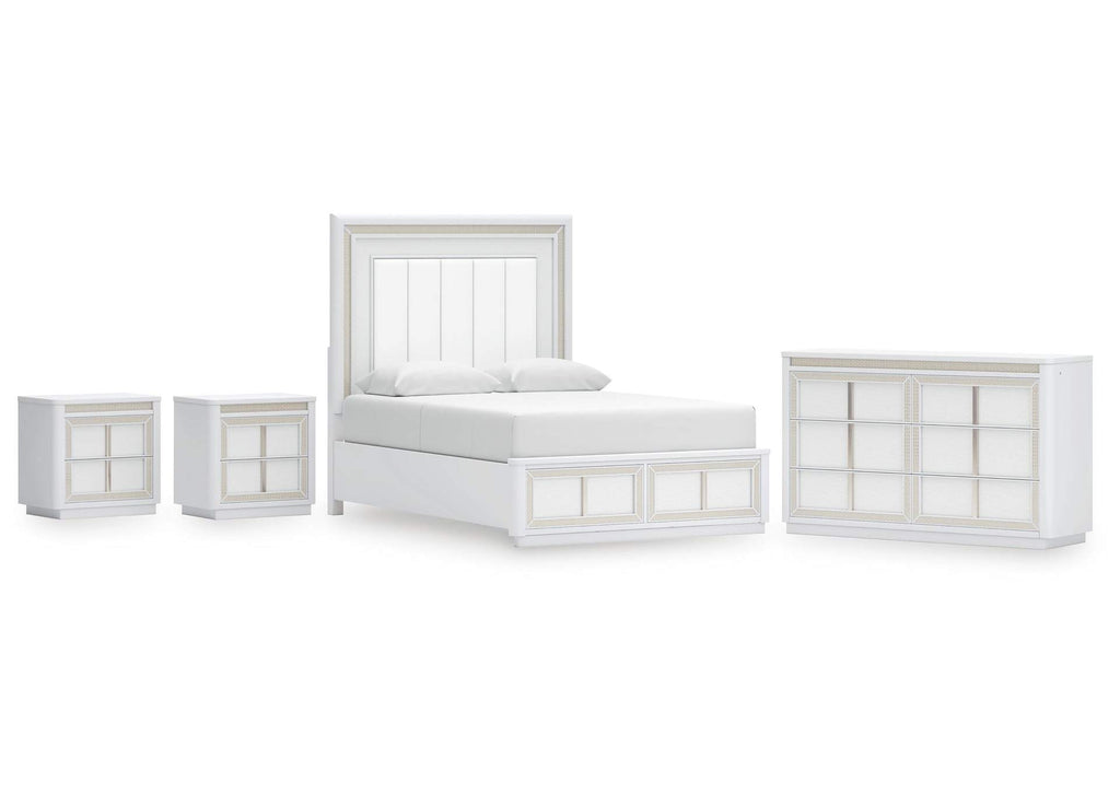 Chalanna Queen Upholstered Storage Bed, Dresser and 2 Nightstands