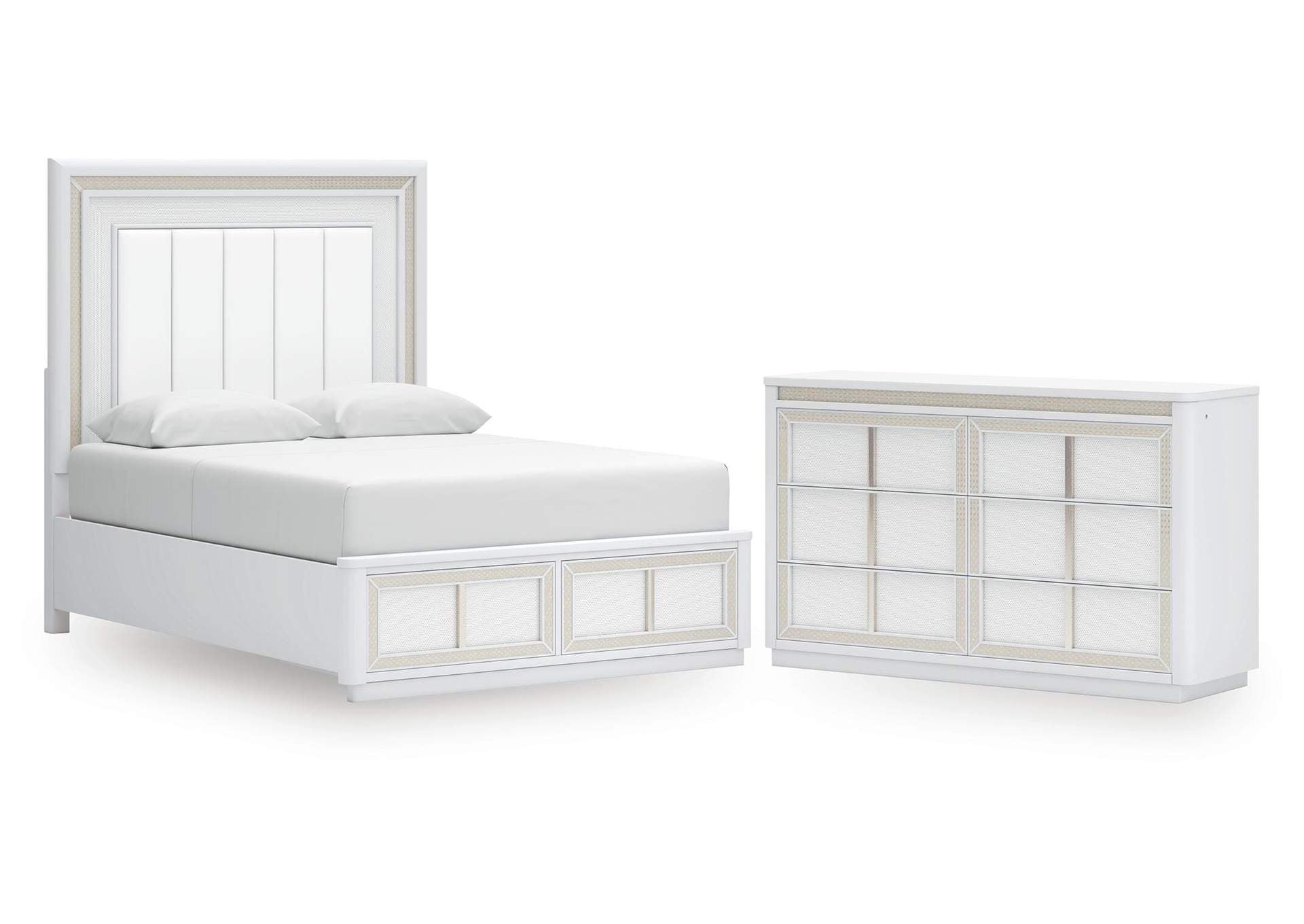 Chalanna Queen Upholstered Storage Bed and Dresser