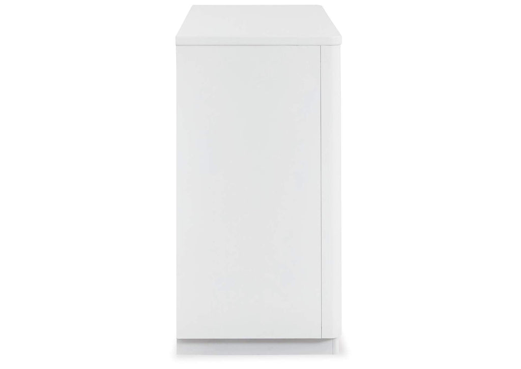 Chalanna California King Upholstered Storage Bed, Dresser and Nightstand side view