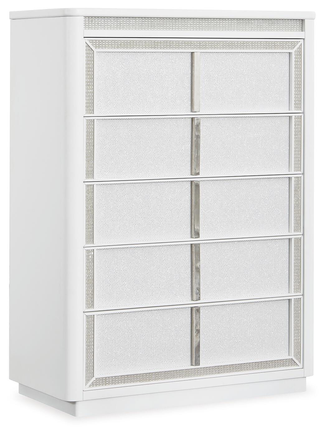 Chalanna Chest of Drawers in White, closed view