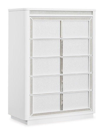 Chalanna Chest of Drawers in White, closed view