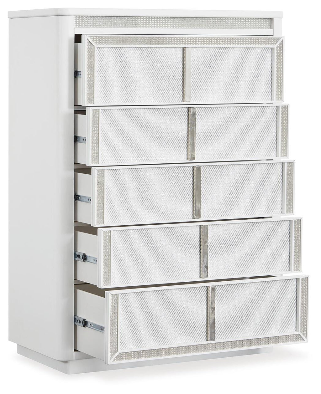 Chalanna Chest of Drawers in White, open view