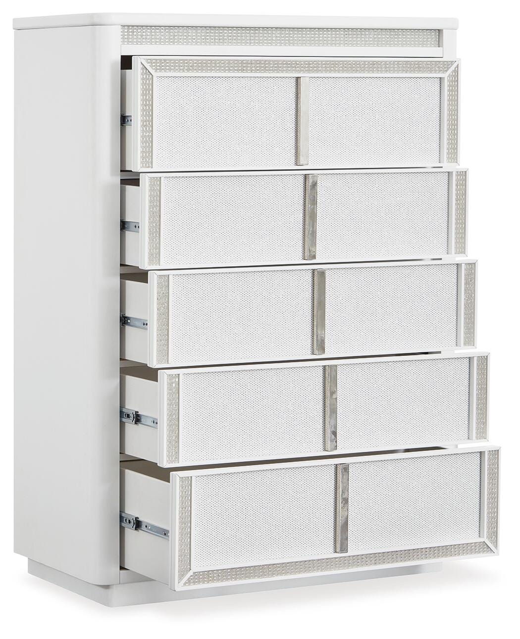 Chalanna Chest of Drawers in White, open view