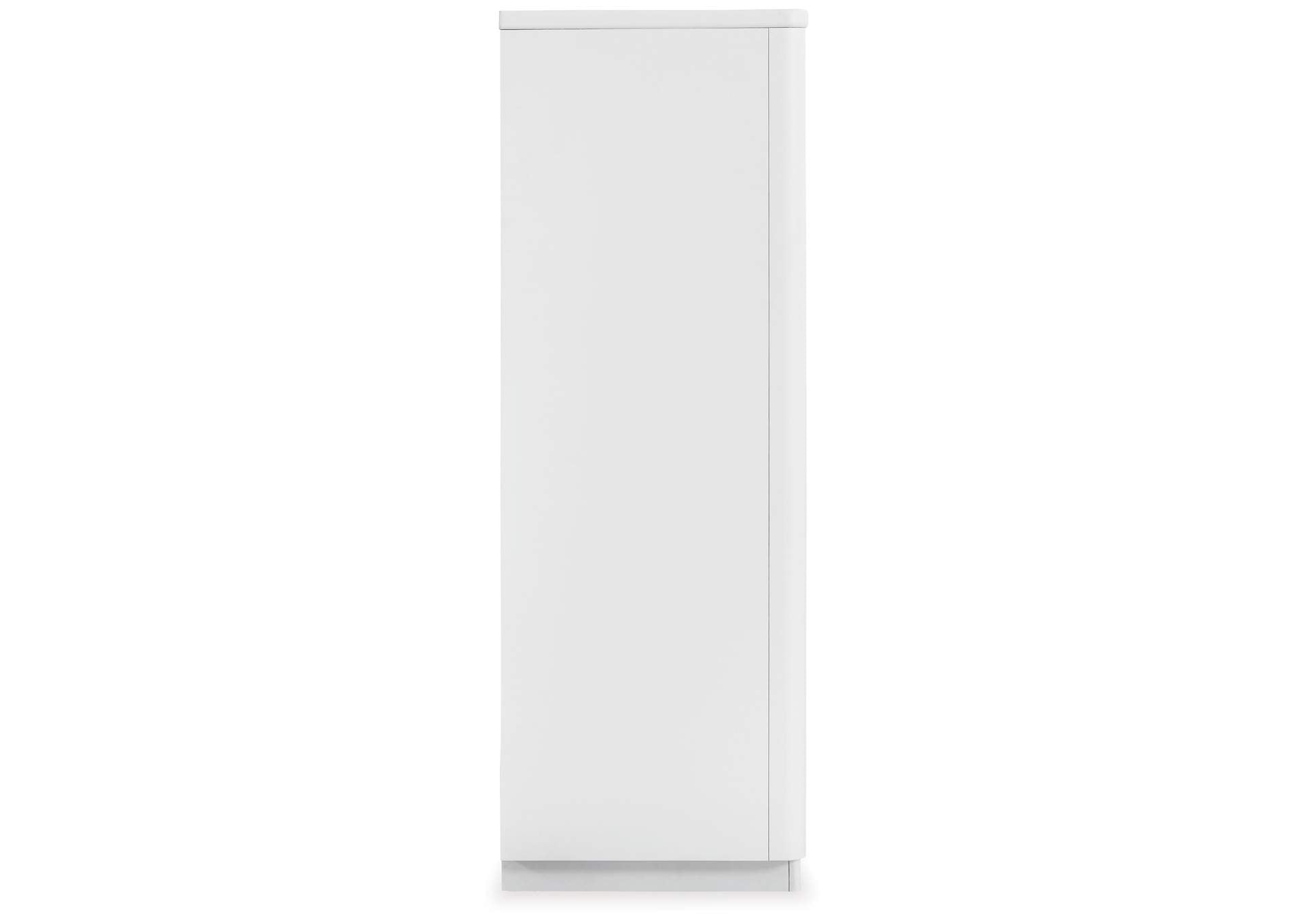 Chalanna Queen Upholstered Storage Bed, Dresser, Mirror, Chest and Nightstand side view