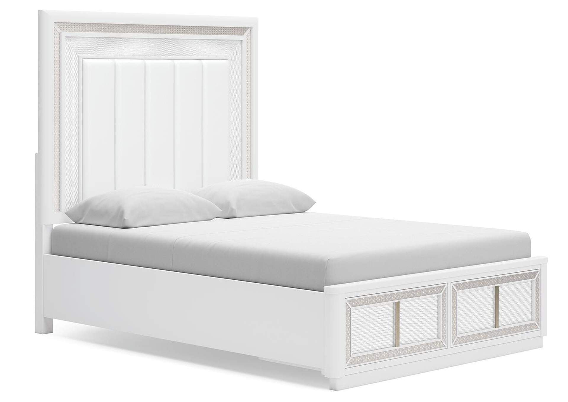 Chalanna Queen Upholstered Storage Bed, Dresser, Mirror and Chest angled view