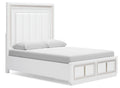 Chalanna Queen Upholstered Storage Bed in White, angle view
