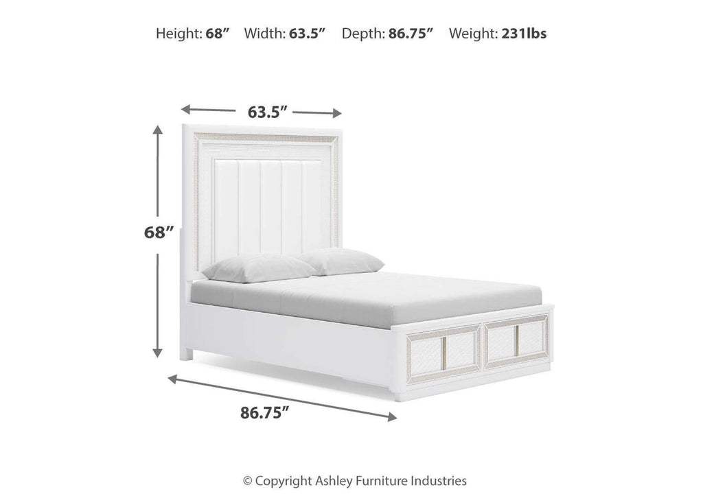 Chalanna Queen Upholstered Storage Bed and 2 Nightstands dimensions