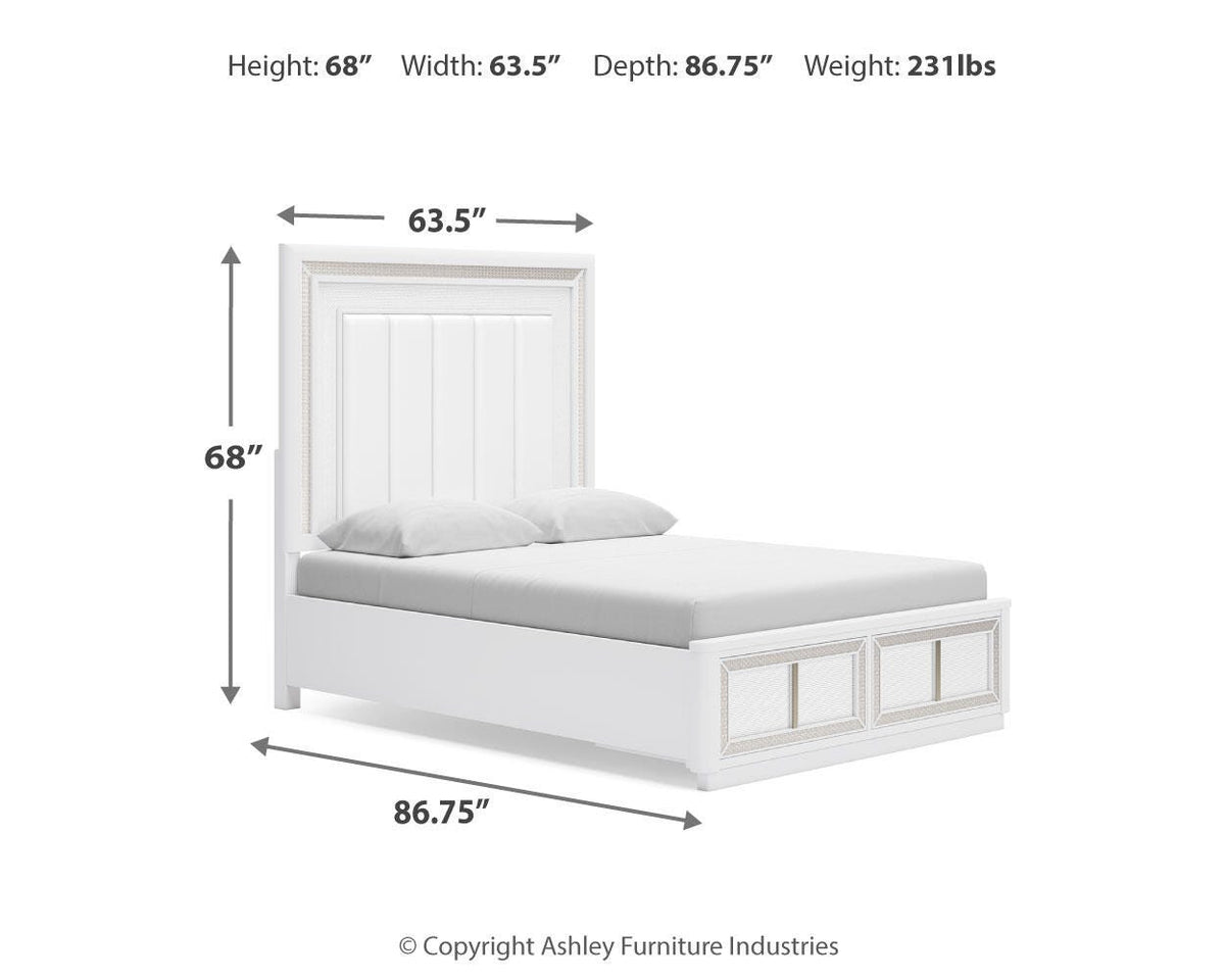 Chalanna Queen Upholstered Storage Bed in White, alternate view 8