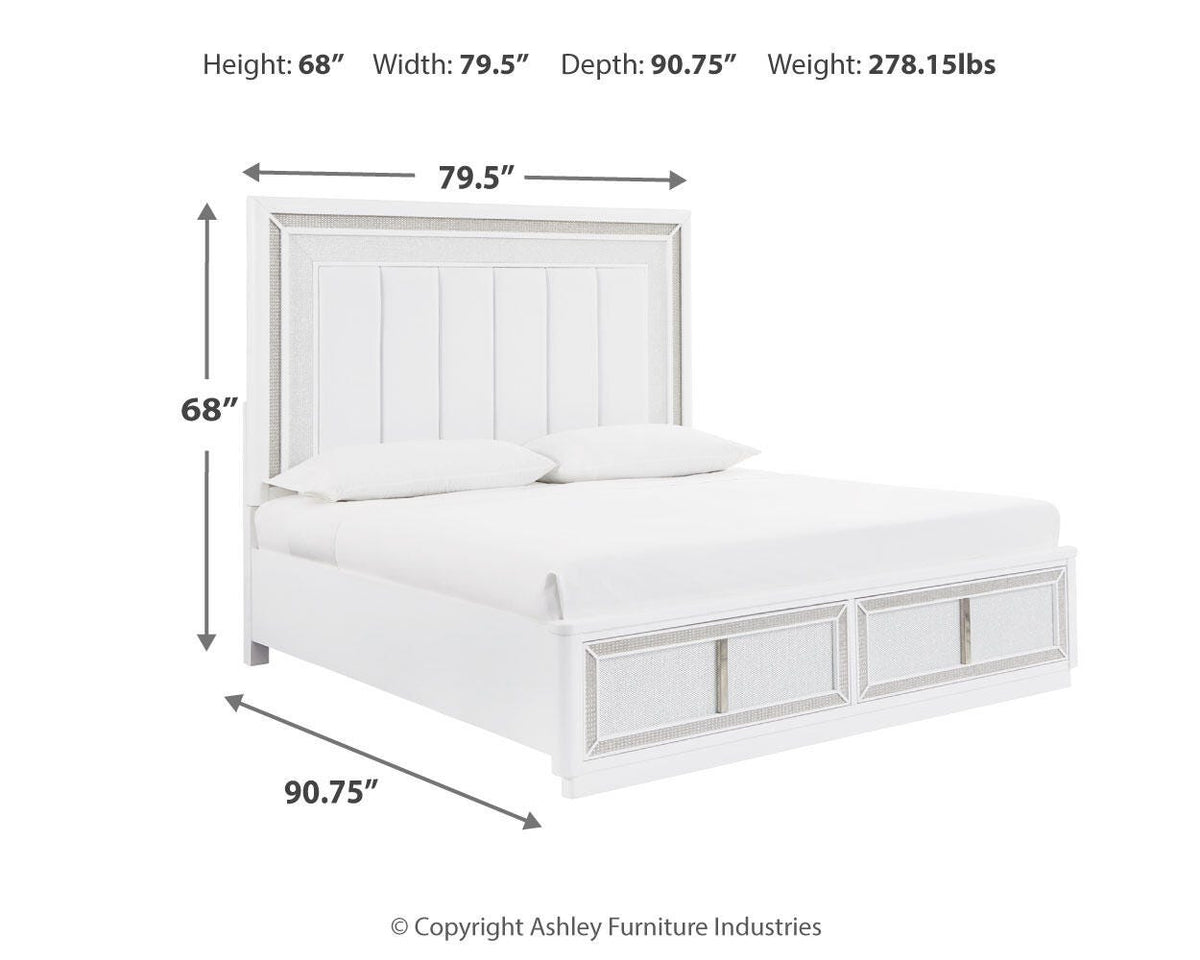 Chalanna California King Upholstered Storage Bed in White, alternate view 11