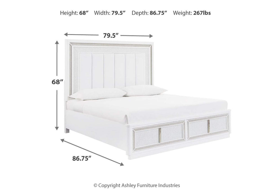 Chalanna King Upholstered Storage Bed, Dresser, Mirror, Chest and Nightstand dimensions