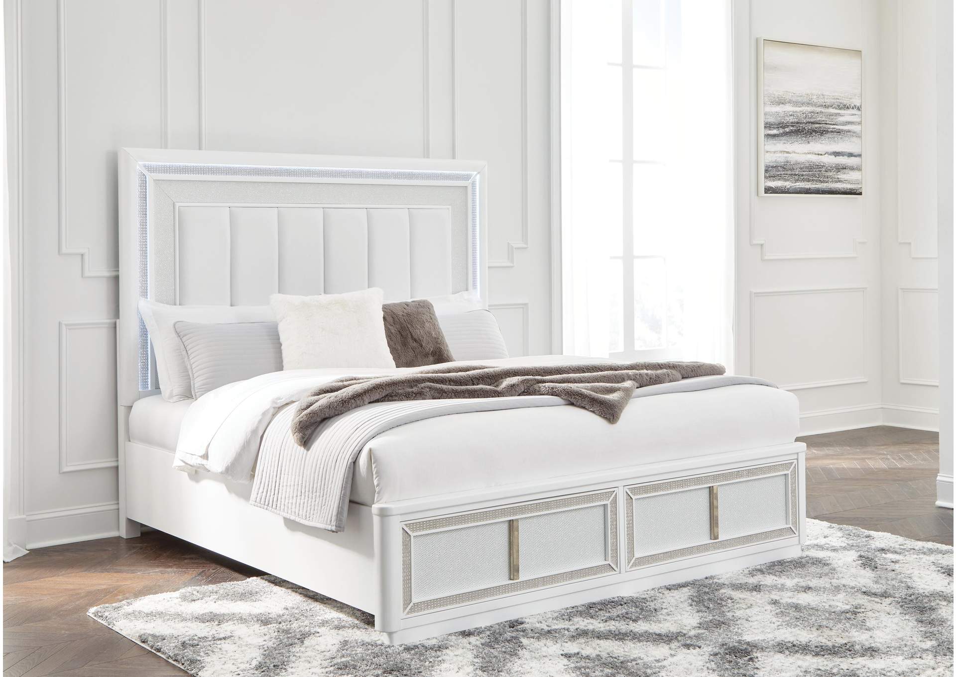 Chalanna King Upholstered Storage Bed and Dresser