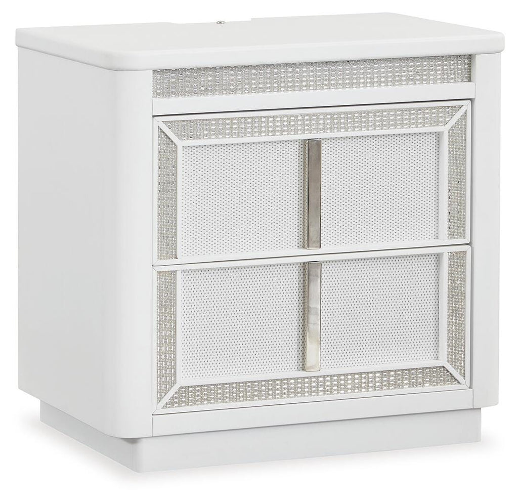 Chalanna Nightstand in White, closed view