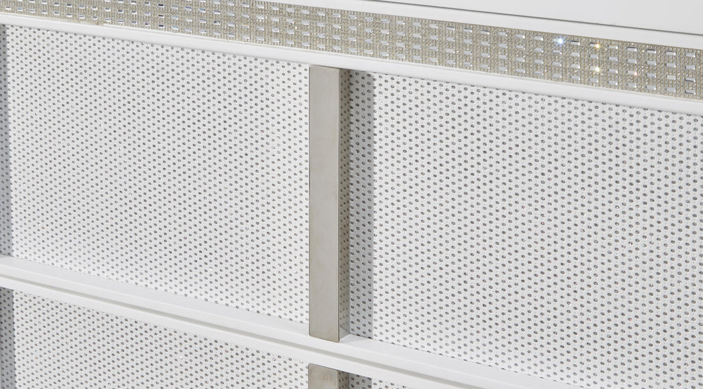 Chalanna Queen Upholstered Storage Bed in White, detail view