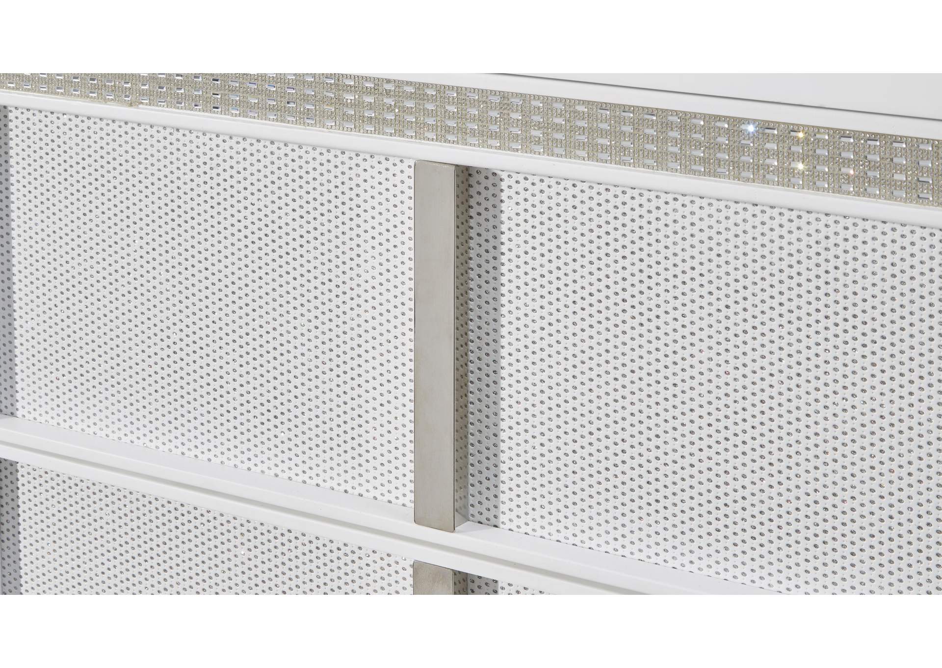 Chalanna King Upholstered Storage Bed, Dresser and Mirror detail