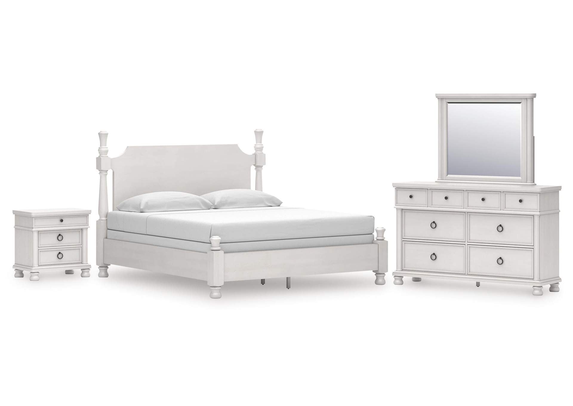 Chadworth King Poster Bed, Dresser, Mirror and Nightstand