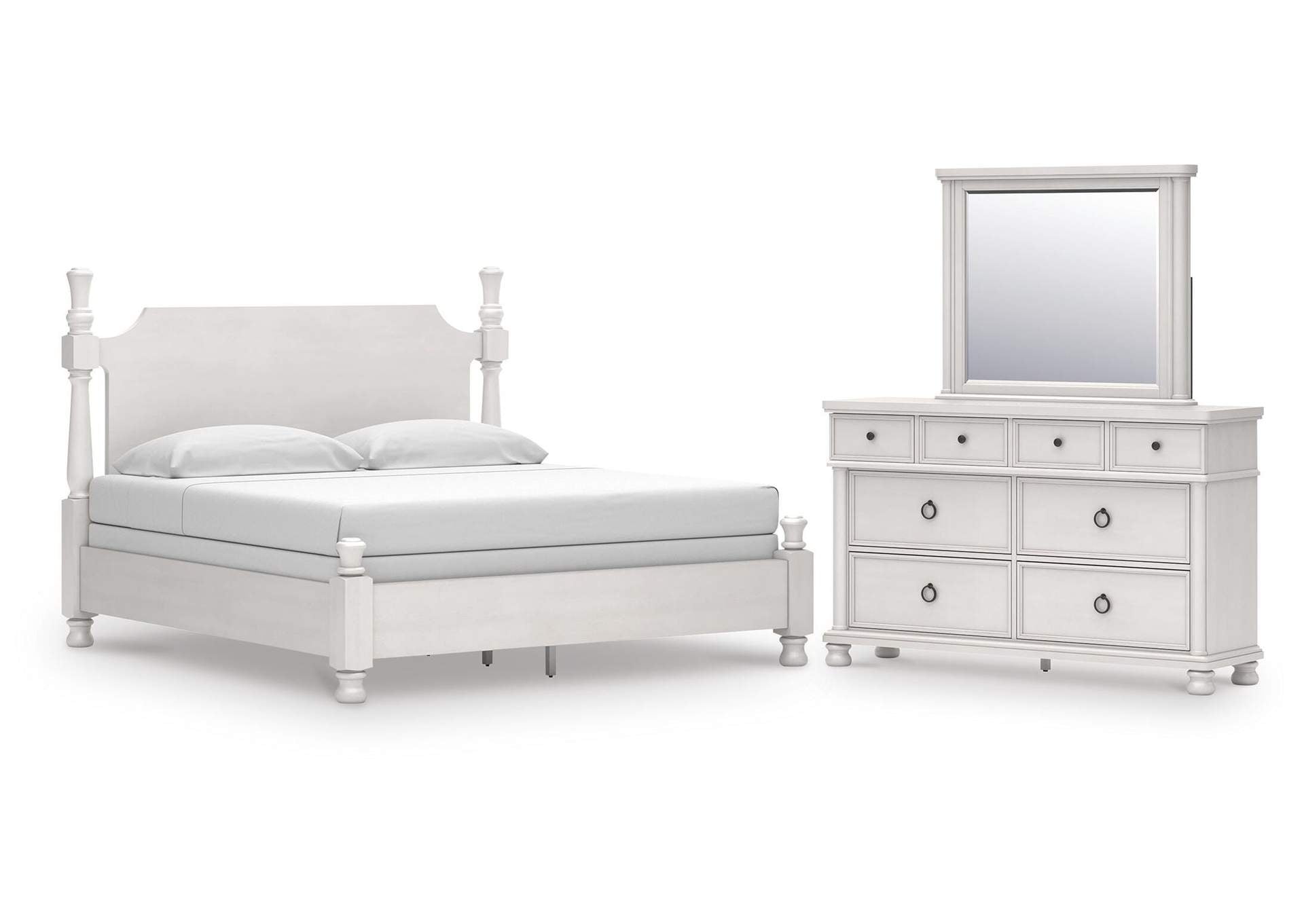 Chadworth King Poster Bed, Dresser and Mirror