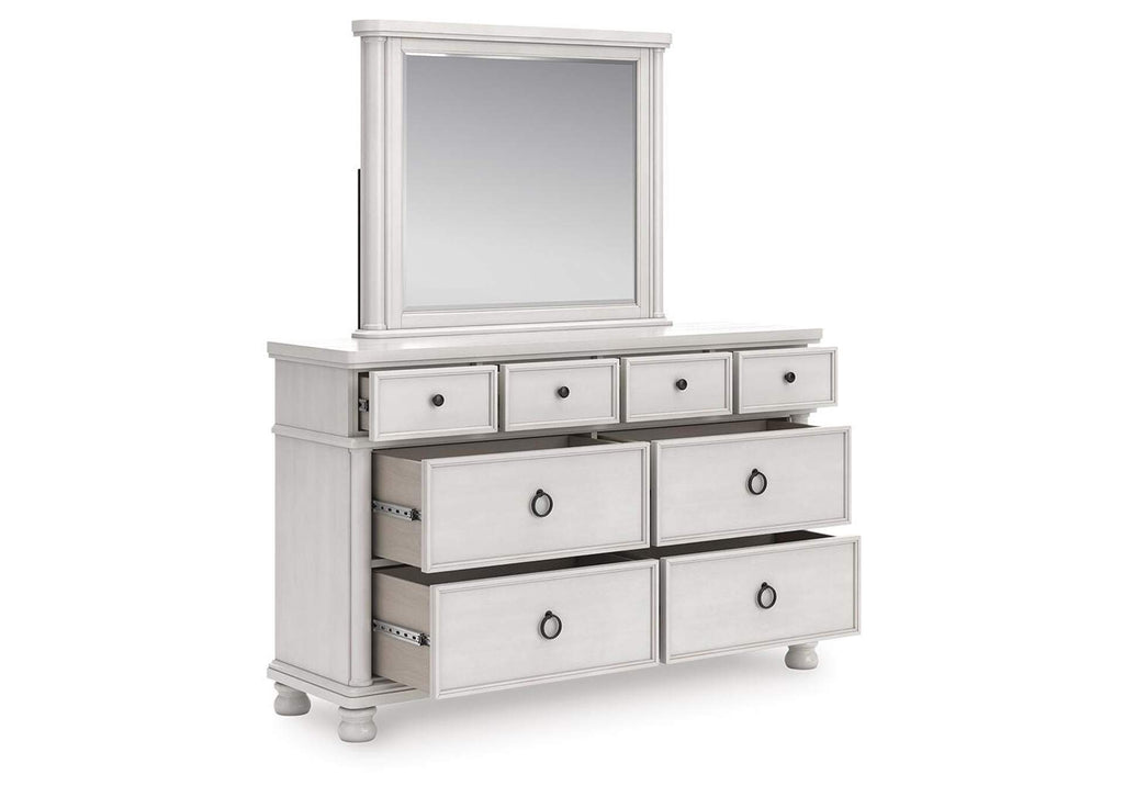 Chadworth Queen Poster Bed, Dresser and Mirror angled view