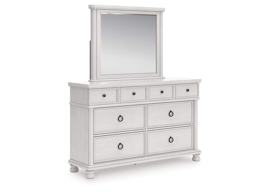 Chadworth California King Poster Bed, Dresser and Mirror angled view