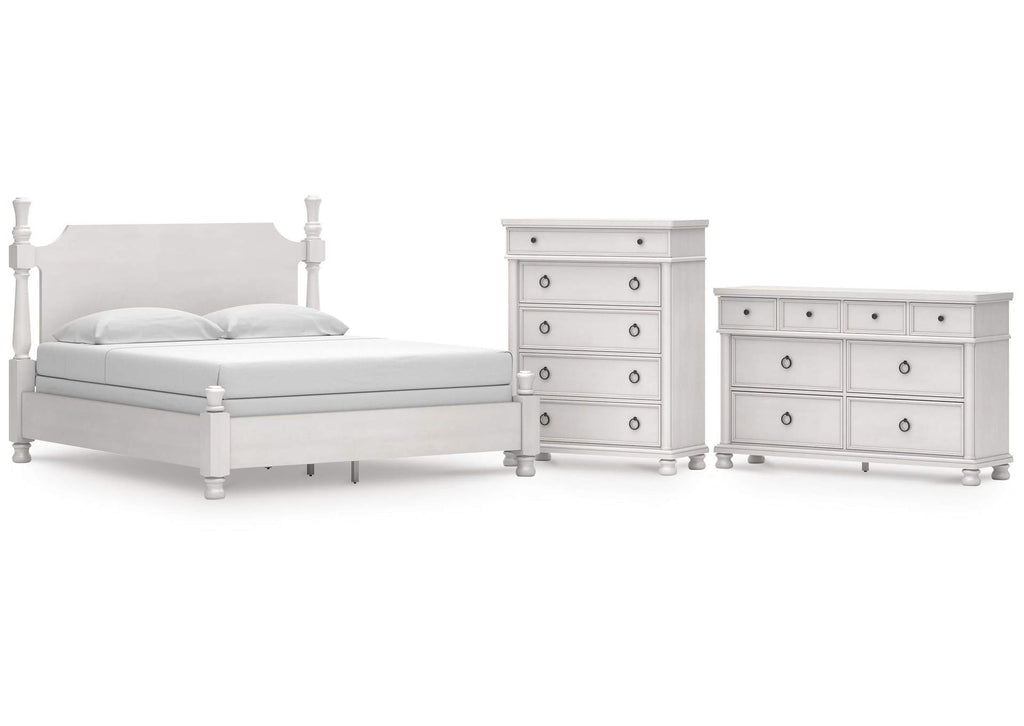 Chadworth California King Poster Bed, Dresser and Chest