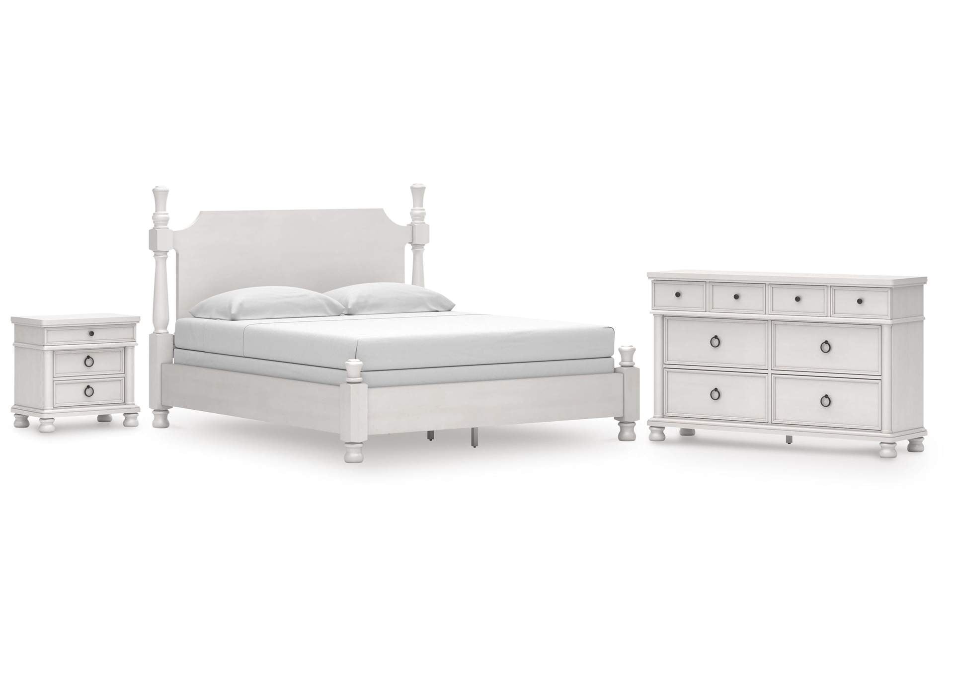 Chadworth California King Poster Bed, Dresser and Nightstand
