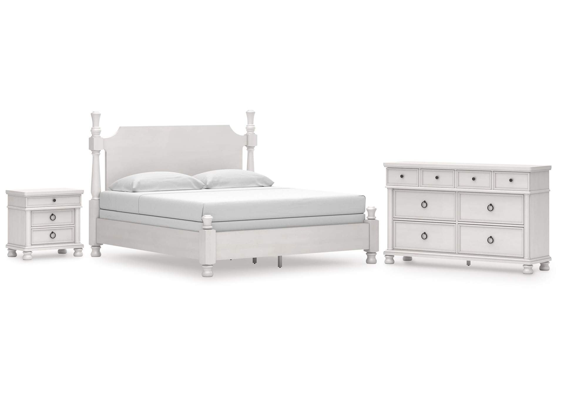 Chadworth King Poster Bed, Dresser and Nightstand