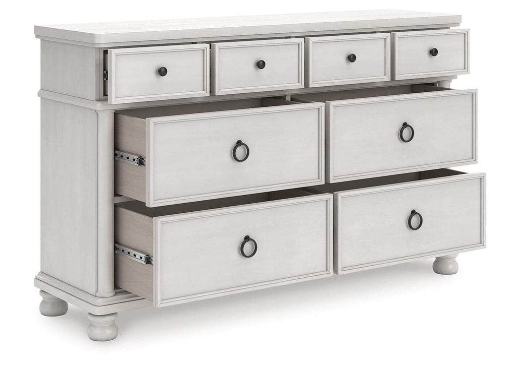 Chadworth Queen Poster Bed, Dresser and Nightstand angled view