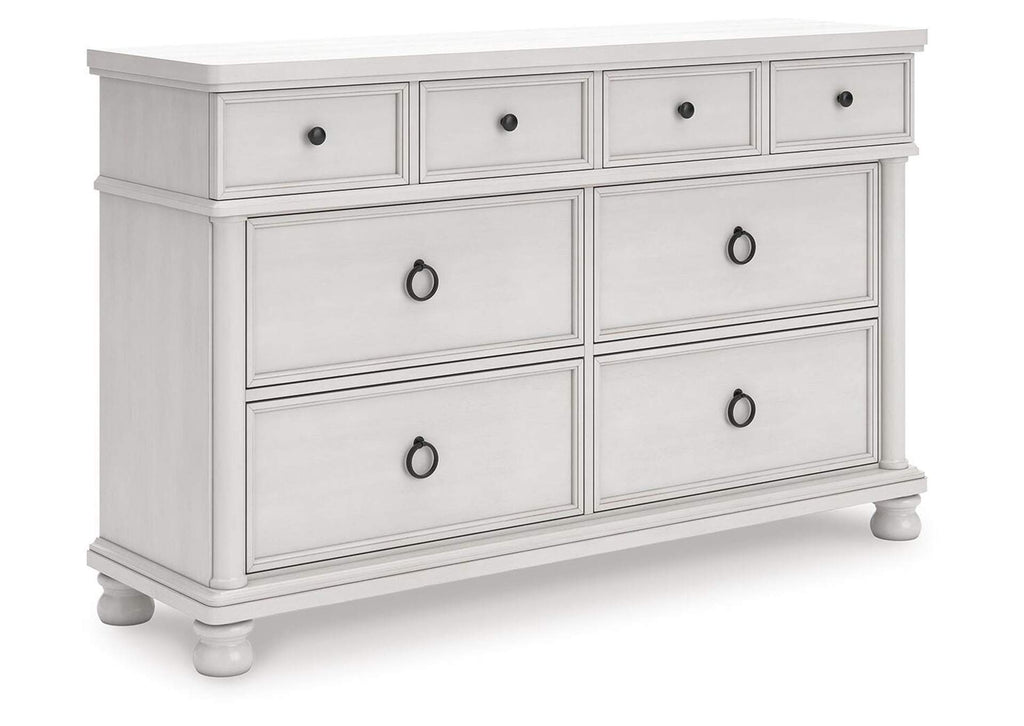 Chadworth King Poster Bed, Dresser and Chest angled view