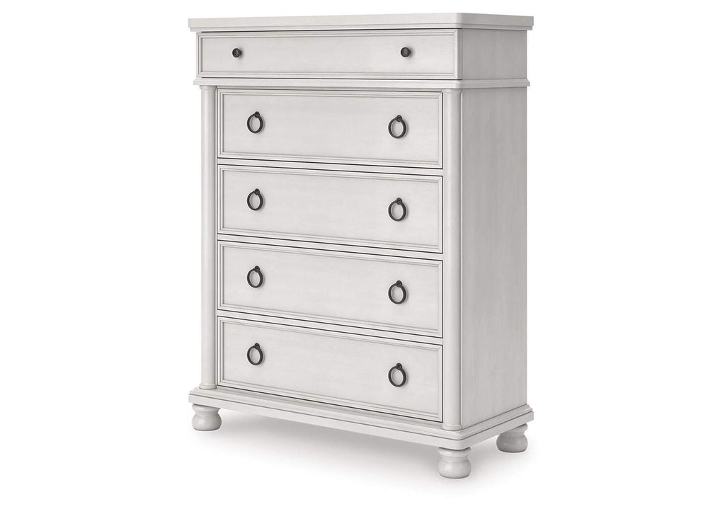Chadworth California King Poster Bed, Dresser and Chest angled view