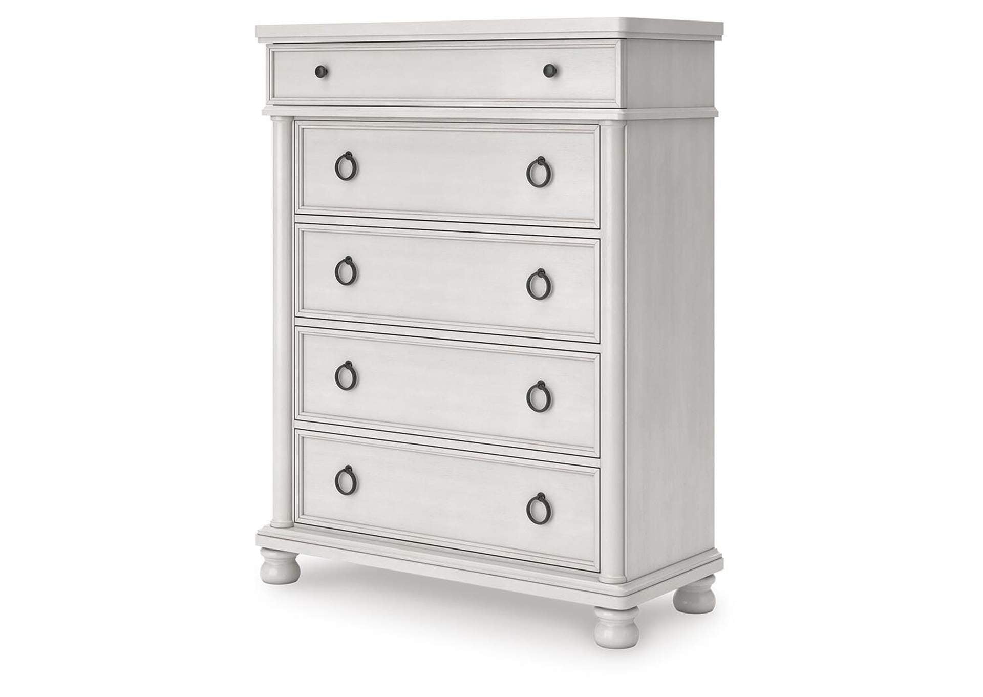 Chadworth California King Poster Bed, Dresser and Chest angled view