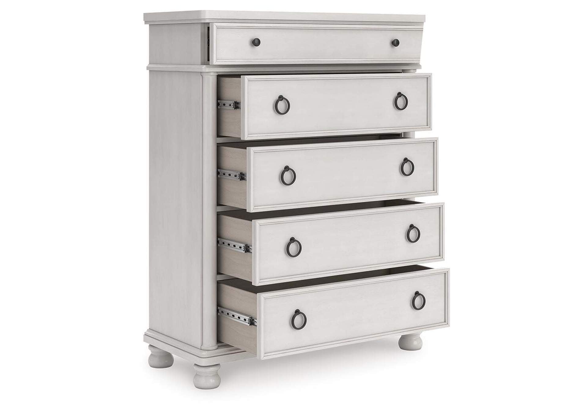 Chadworth King Poster Bed, Dresser and Chest angled view