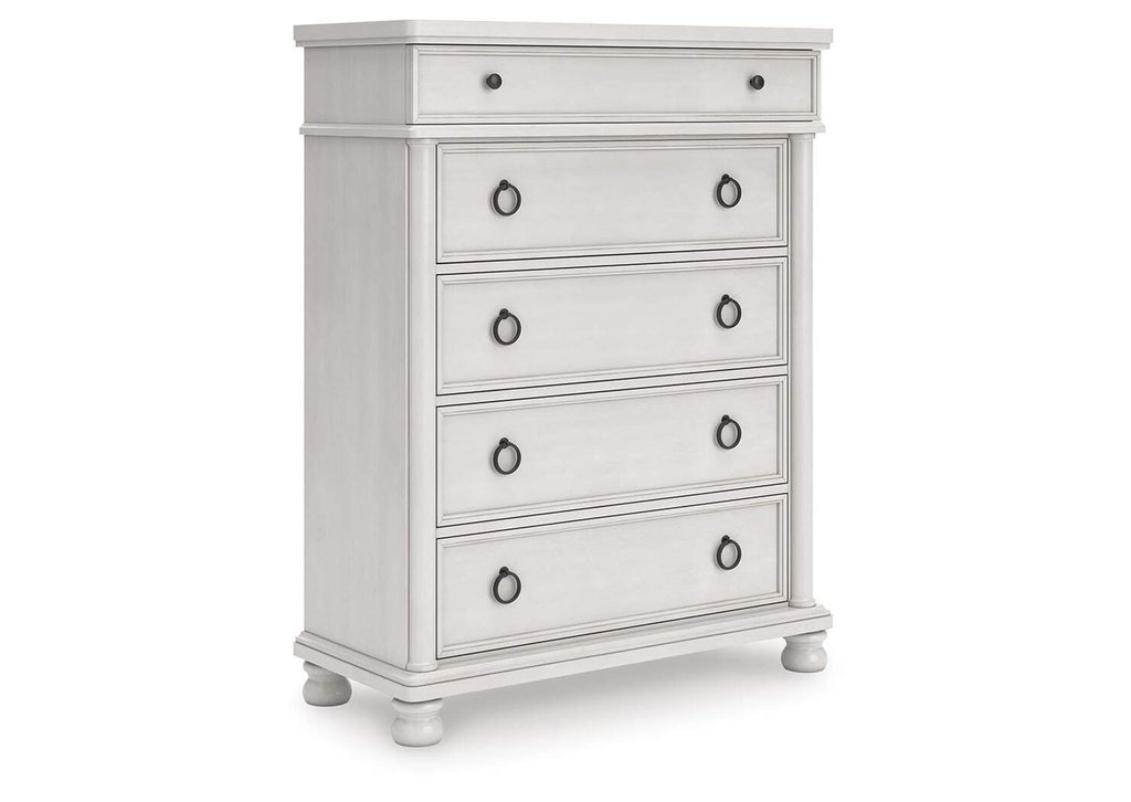 Chadworth King Poster Bed, Dresser and Chest angled view
