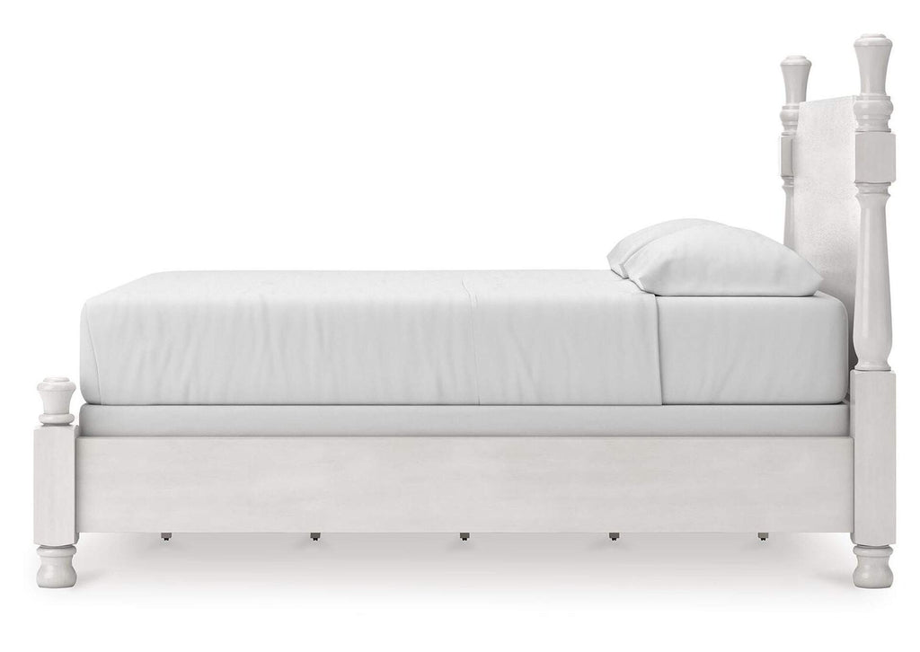 Chadworth California King Poster Bed, Dresser, Mirror and Nightstand side view