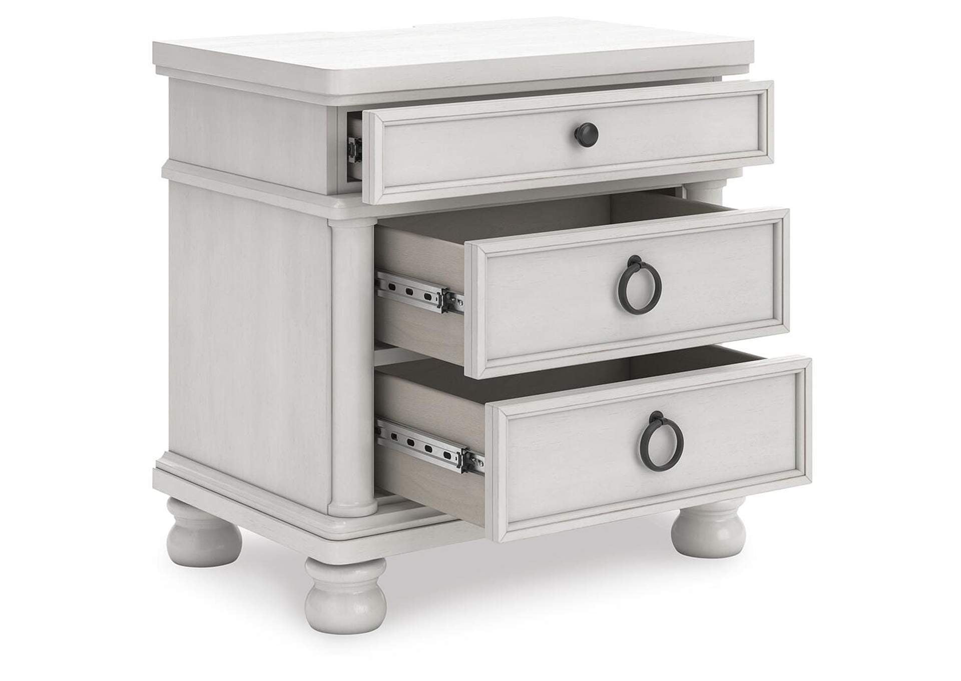 Chadworth California King Poster Bed, Dresser and Nightstand angled view