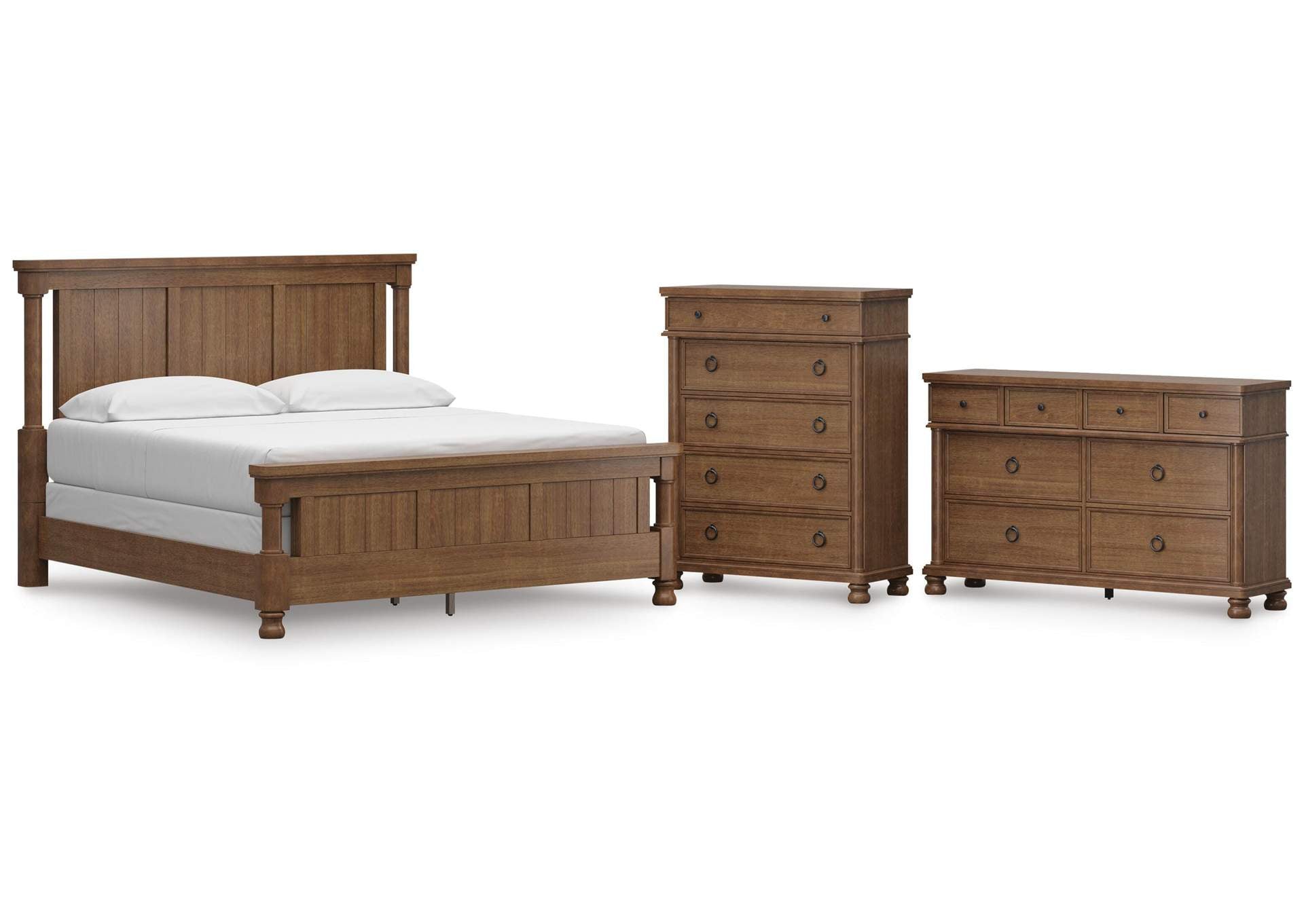 Chadworth California King Poster Bed with Dresser and Chest