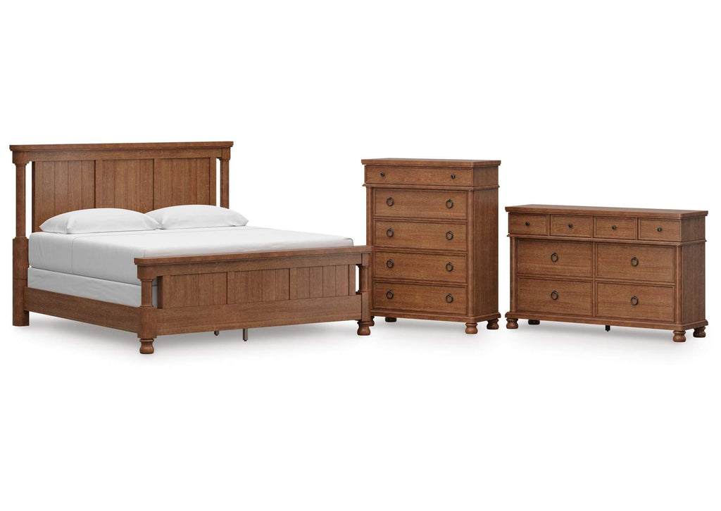 Chadworth California King Poster Bed with Dresser and Chest