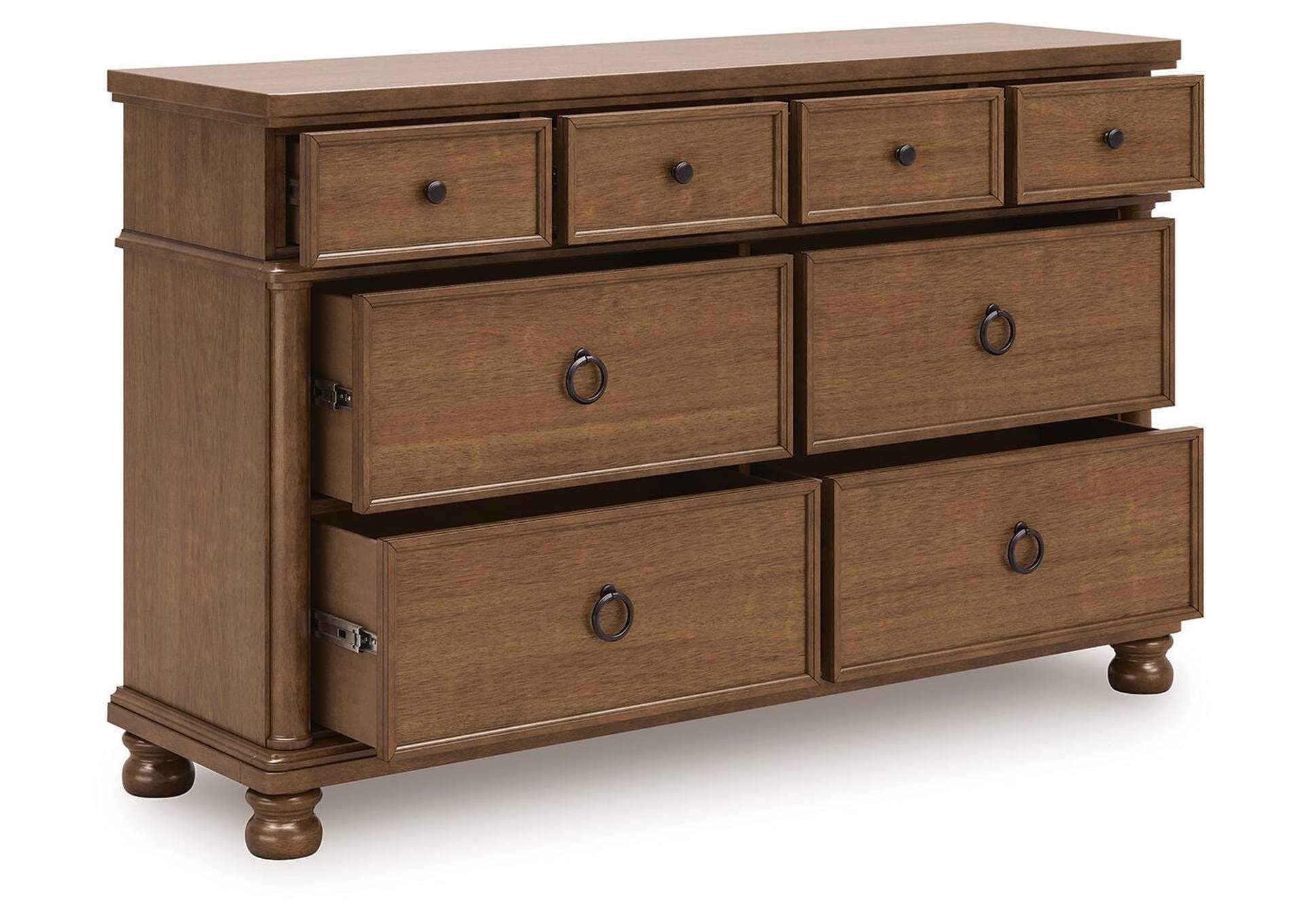 Chadworth California King Poster Bed with Dresser angled view