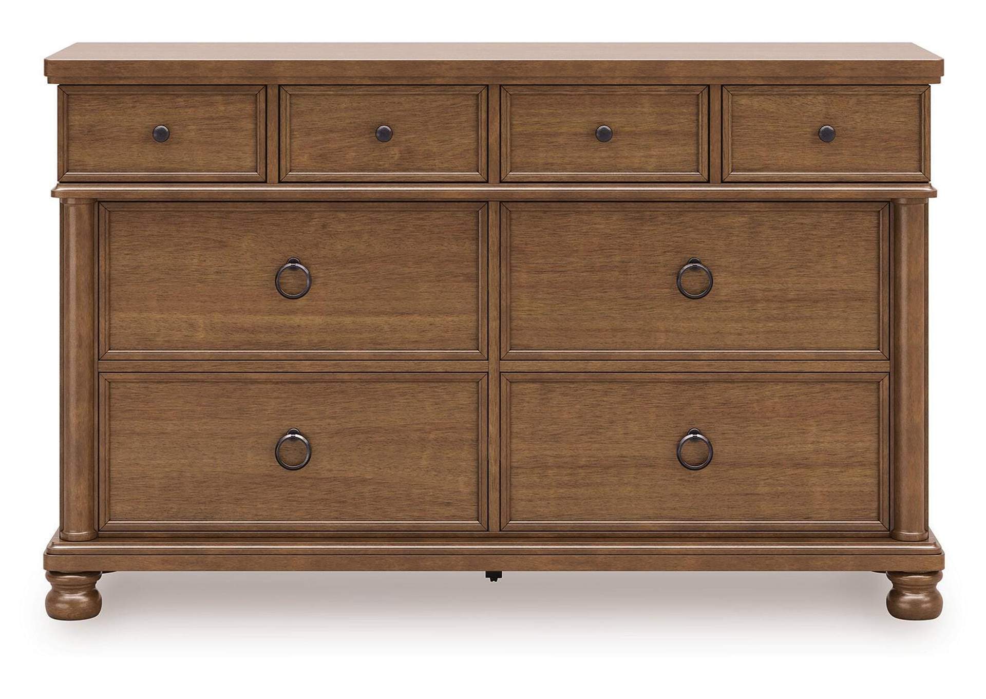 Chadworth California King Poster Bed with Dresser and Chest front view