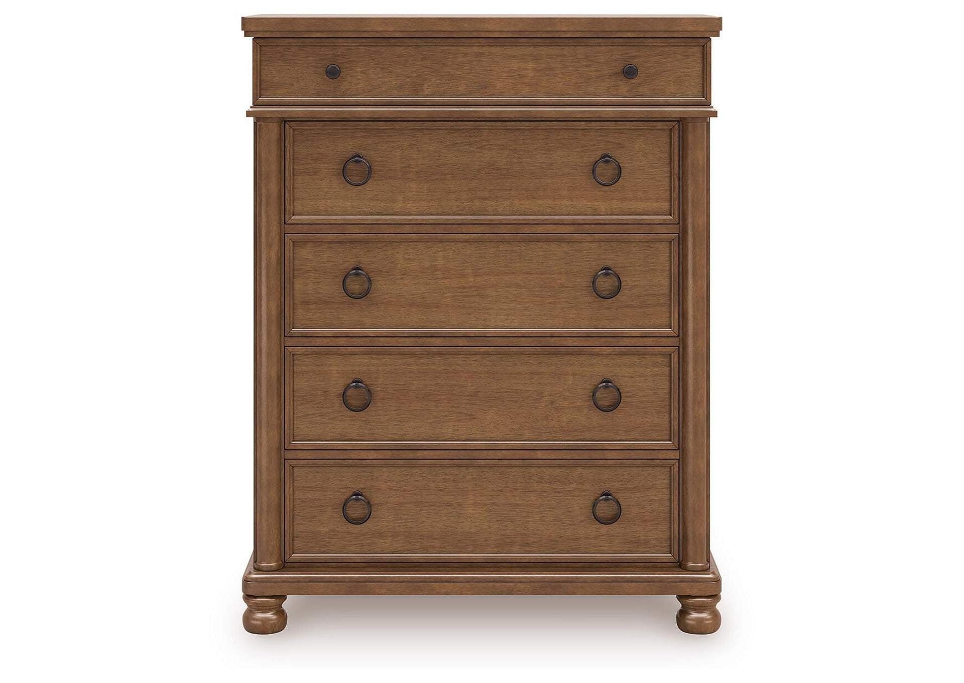 Chadworth California King Poster Bed with Dresser and Chest front view