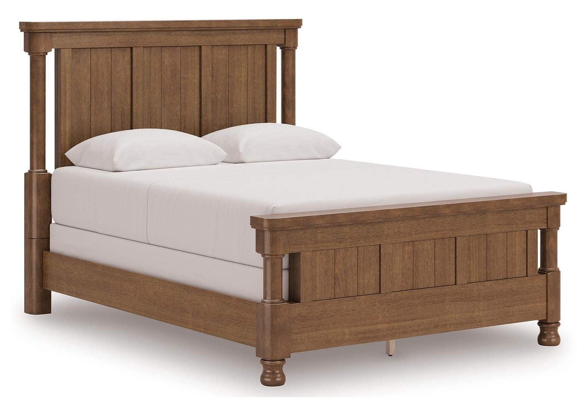 Chadworth Queen Poster Bed with Mirrored Dresser and Nightstand angled view
