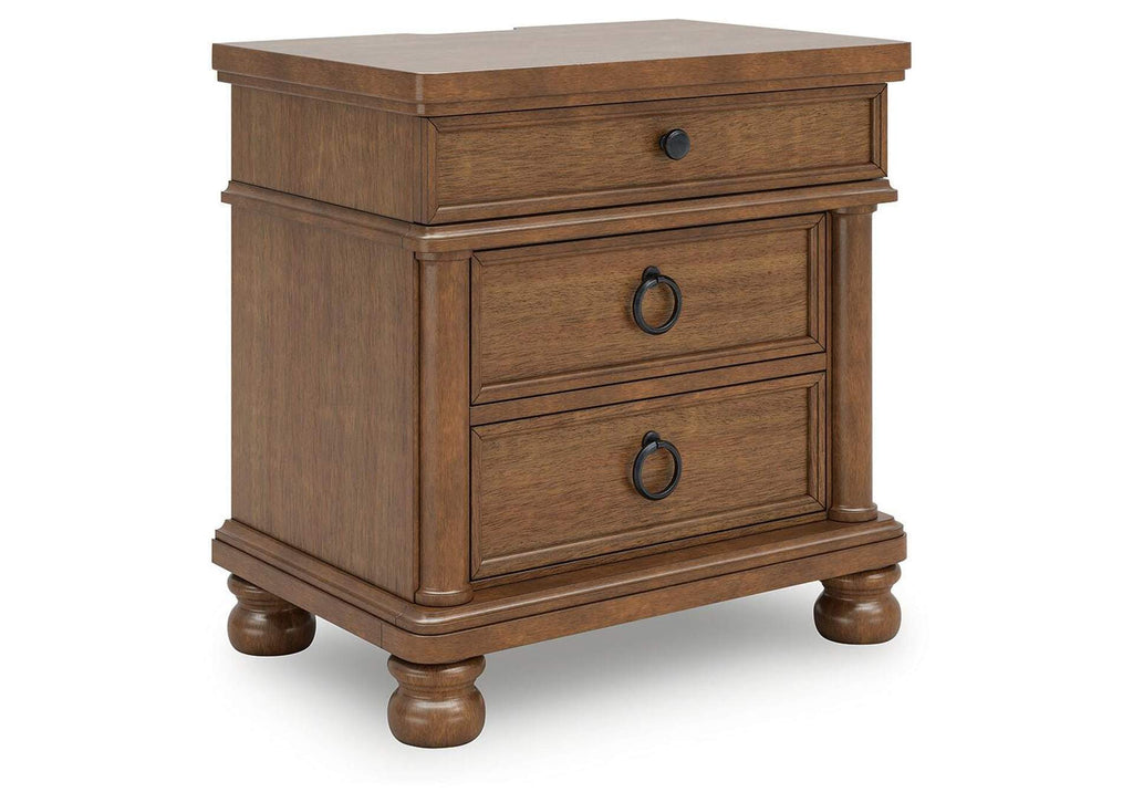 Chadworth Queen Poster Bed with Dresser and Nightstand angled view