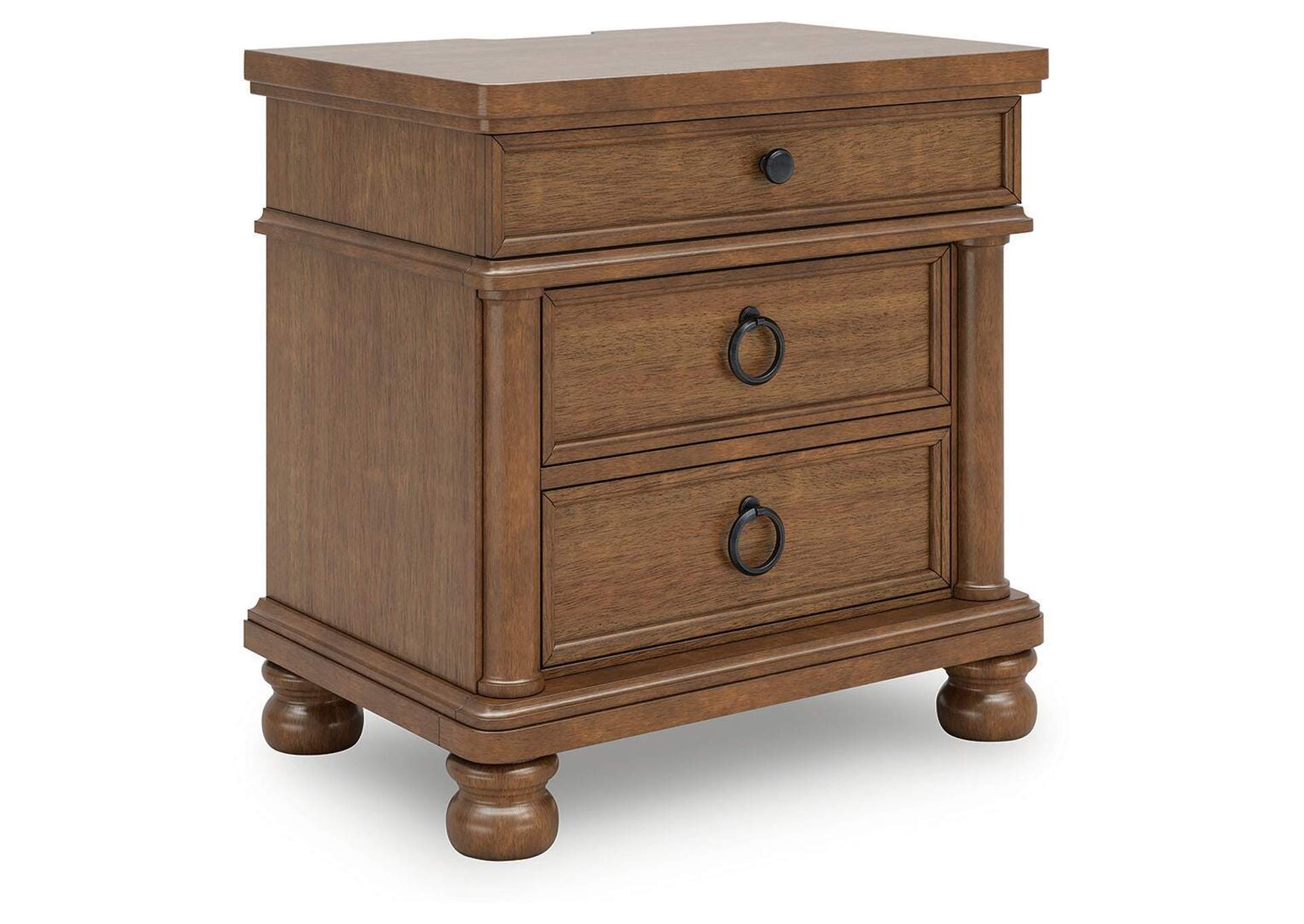 Chadworth Queen Poster Bed with Mirrored Dresser and Nightstand angled view