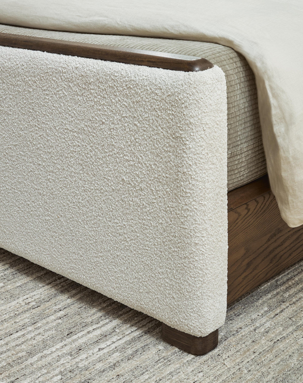 Radkin California King Upholstered Panel Bed in Burnished Brown, detail view