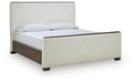 Radkin California King Upholstered Panel Bed in Burnished Brown, angle view