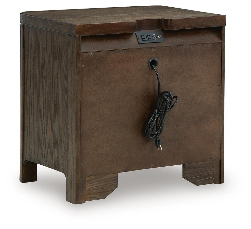 Radkin Nightstand in Burnished Brown, back view
