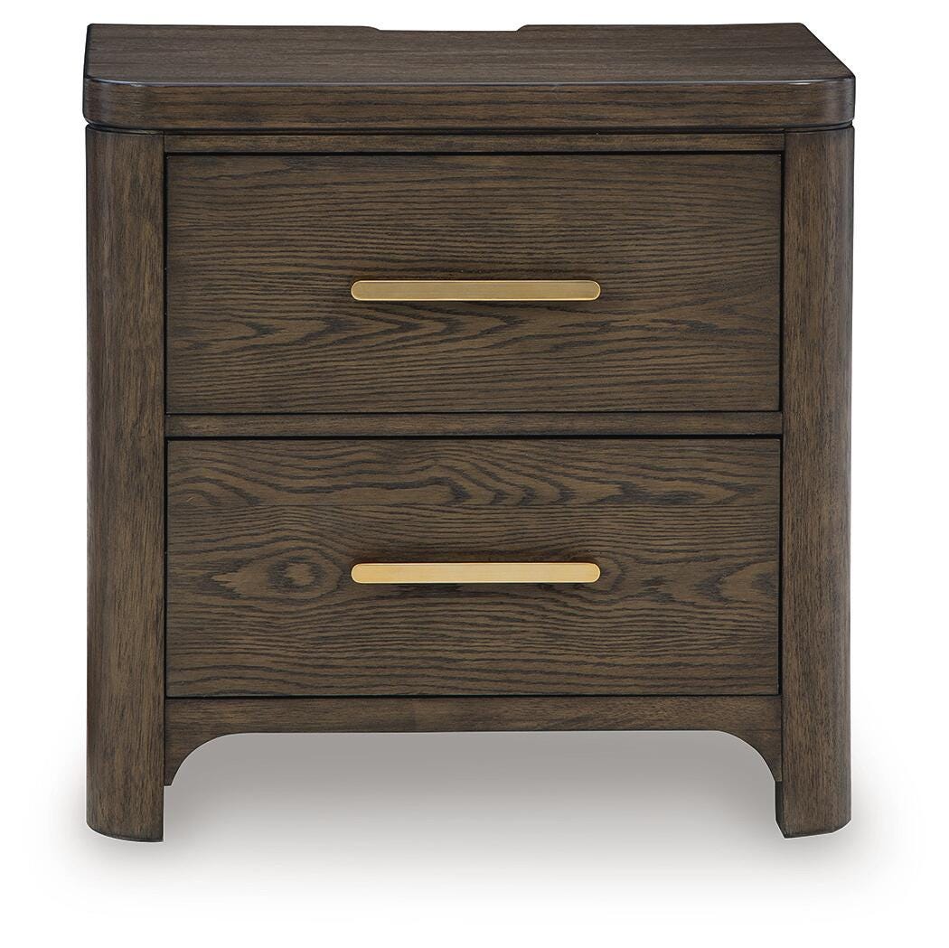 Radkin Nightstand in Burnished Brown, front view