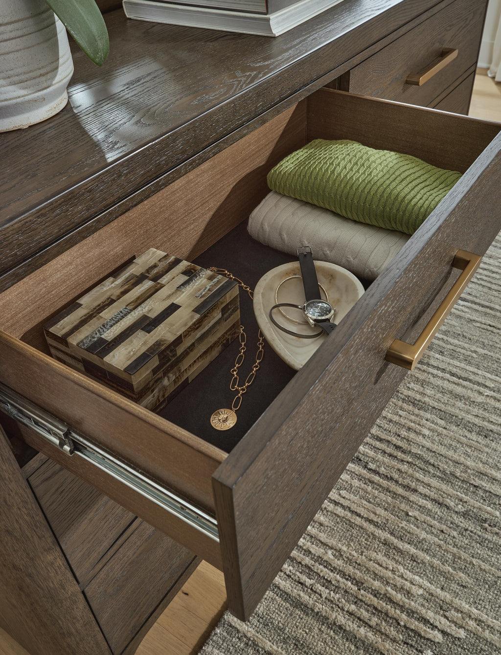 Radkin Dresser in Burnished Brown, detail view