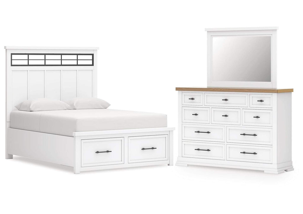 Ashbryn King Panel Storage Bed, Dresser and Mirror