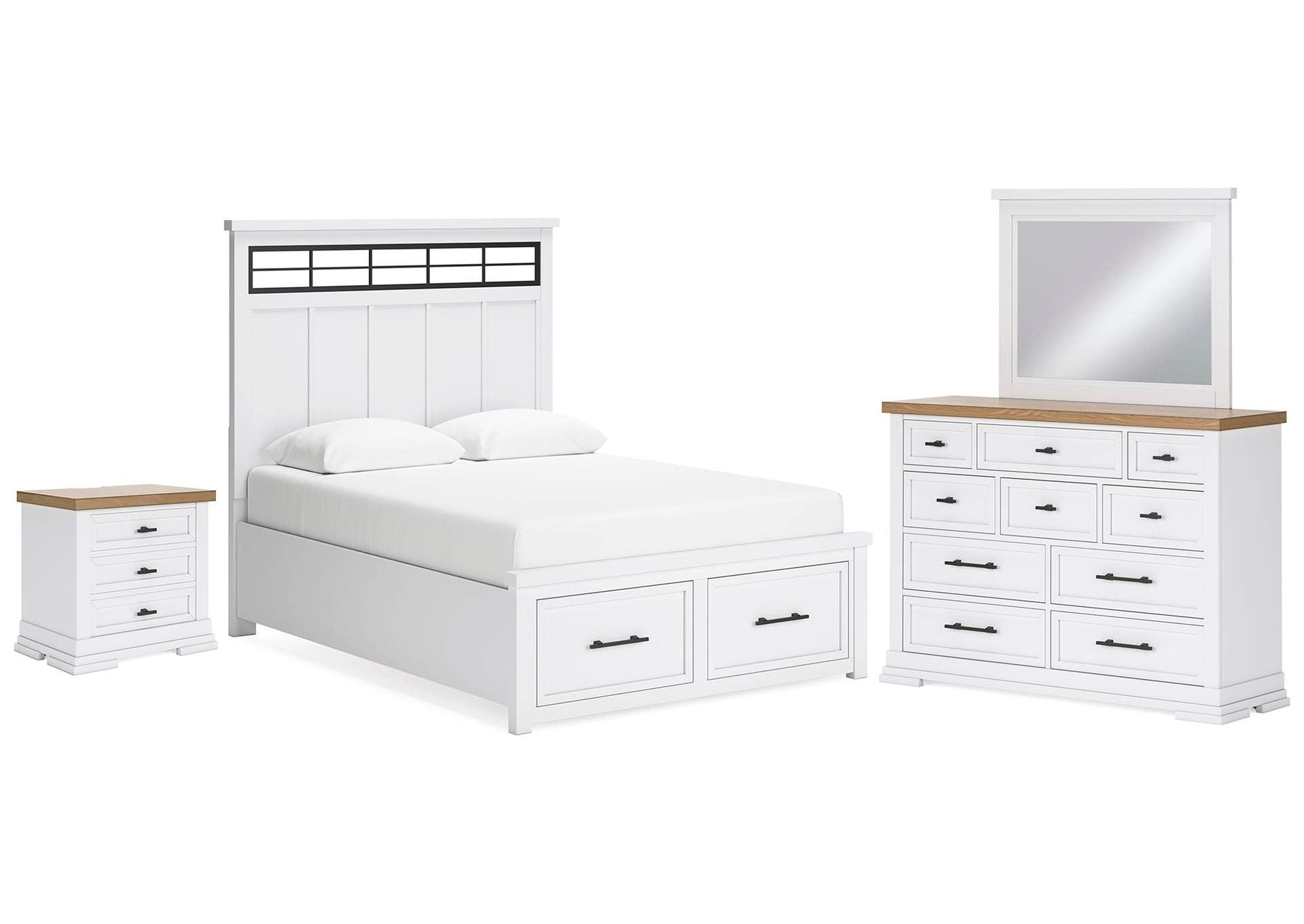 Ashbryn Queen Storage Bed, Dresser, Mirror and Nightstand