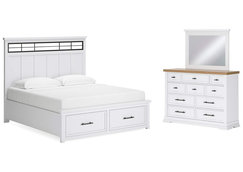 Ashbryn King Panel Storage Bed, Dresser and Mirror